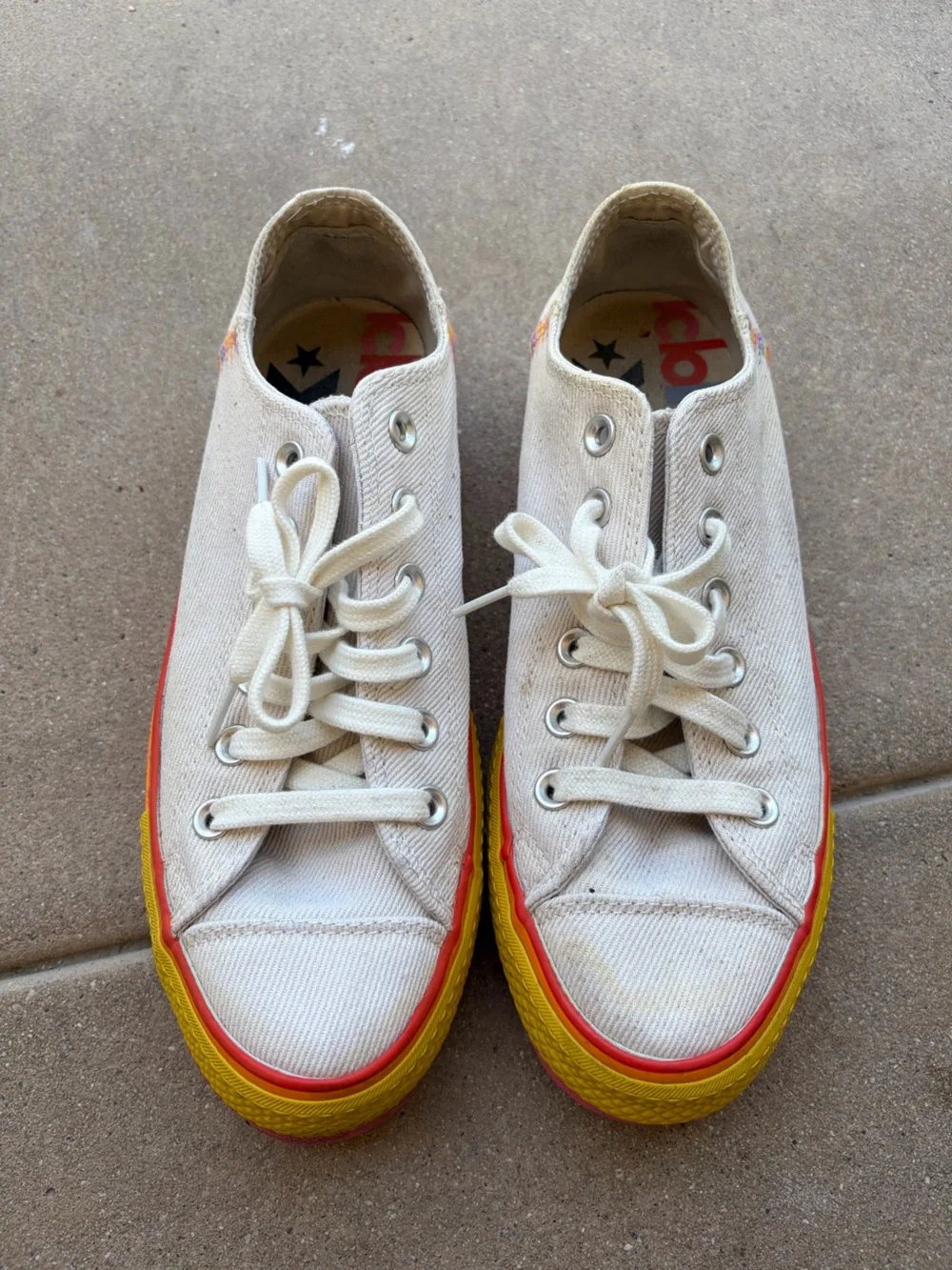 Converse Platform Sneakers with Rainbow Base - Size 8